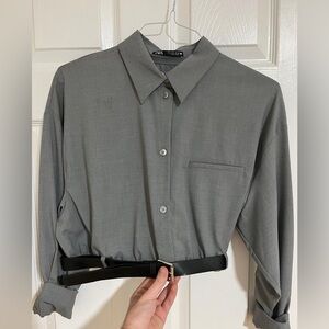 Zara Gray Button-Up Shirt